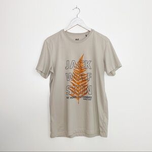 JACK WOLFSKIN Tan Graphic Logo Tee Shirt! M